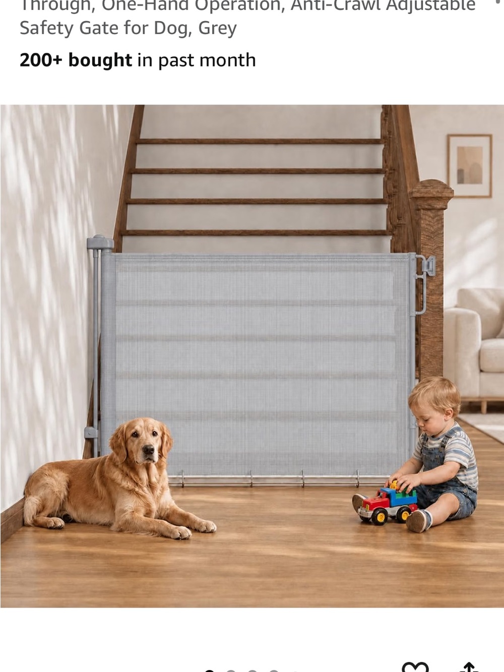 Cumbor 27-40" Retractable Grey Mesh Gate for Pets, Children. Needs parts